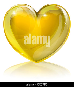 A golden heart concept. Could be for a “heart of gold”, i.e. kind or loving or an award for good service or similar. Stock Photo