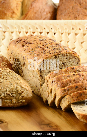Composition with bread and rolls on kitchen table Stock Photo