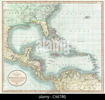 World Map of CENTRAL AMERICA and - This Antique Map From 1803 By John Cary Shows The Geographical Layout Cx67r0