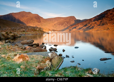 Early Morning at Llyn Ogwen, Snowdonia National Park, North Wales, UK Stock Photo