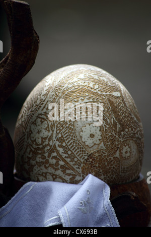 carved ostrich egg shell Stock Photo