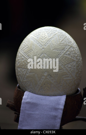 carved ostrich egg shell Stock Photo