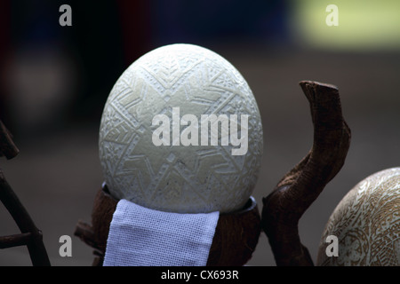 carved ostrich egg shell Stock Photo