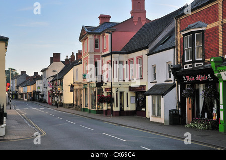 Early Morning in Bridge Street, Usk, Monmouthshire Stock Photo