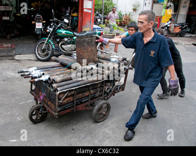 Bangkok Thailand Thai junkyard iron pipes smith repair parts Stock Photo