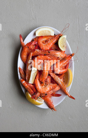 A plate of prawns Stock Photo