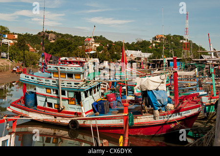 Khao Takiabe Fishing Port Harbor  Hua Hin Thailand Stock Photo