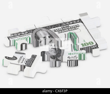 100 dollar bill - puzzle concept Stock Photo