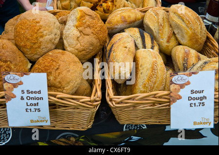 Artisan bread for sale on stall at Ludlow Food Festival 2012 Ludlow Shropshire England UK Stock Photo