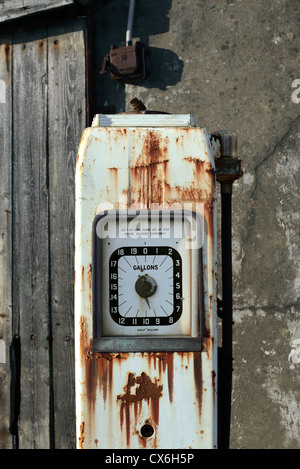The end of oil? Disused petrol pump, Llanrug, North Wales. Stock Photo