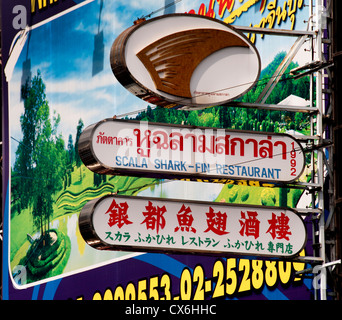 Bangkok Thailand Chinatown Neon Chinese Fish Restaurant Shark Fin Soup Stock Photo