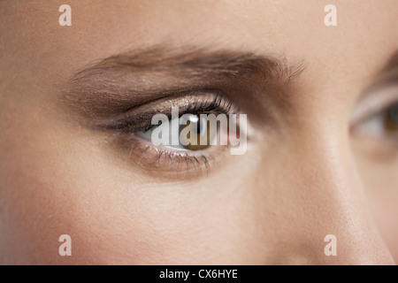 Close up of a young womans eye and eyelashes Stock Photo
