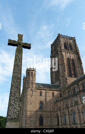 The cross and tower at Durham Cathedral UK the greatest Norman building in England Stock Photo