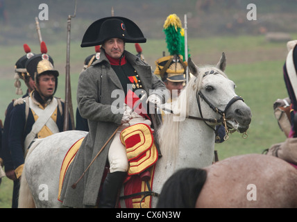 American actor Mark Schneider in his role as Napoleon during replay of 1812 Battle of Borodino, near Moscow, Russia Stock Photo