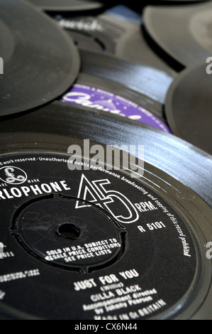 45RPM Records,7 inch Singles. Stock Photo