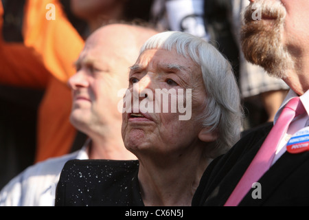 Veteran Russian human rights activist and chairman of the Moscow Helsinki Committee, Lyudmila Alekseyeva, at a rally in Moscow Stock Photo