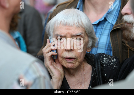 Veteran Russian human rights activist and chairman of the Moscow Helsinki Committee, Lyudmila Alekseyeva, at a rally in Moscow Stock Photo