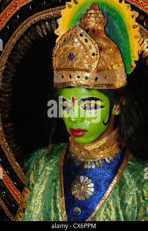 Peacock Dancer ( folk arts ) on Temple Festival at Kerala India Stock Photo