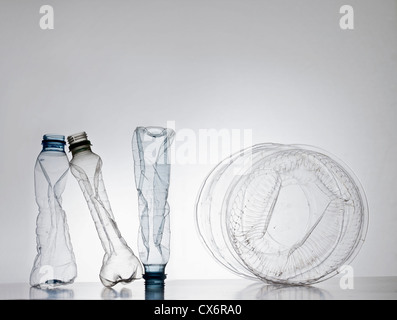 'No' sign made from plastic bottles and container Stock Photo