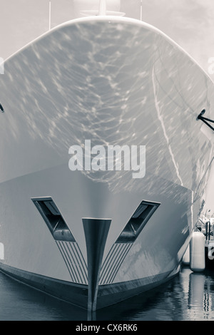 Detail of big luxury yacht, digitally retouched and toned photo. Stock Photo