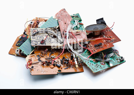 A heap of trashed computer parts Stock Photo