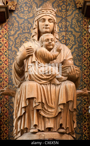 BRUSSES - JUNE 22: Virgin Mary as mother of God. Statue from gothic church Notre Dame du Sablon on June 22, 2012 in Brussels. Stock Photo
