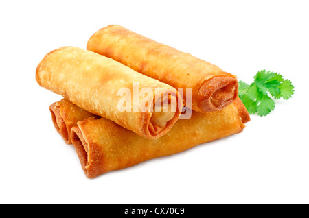 Chinese Vegetable spring rolls a great side order at chinese restaurants Stock Photo