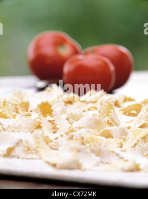 Still Fattoria La Vialla: Pasta on a plate for drying Stock Photo