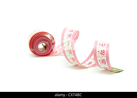 Measuring tape of the tailor on white Stock Photo