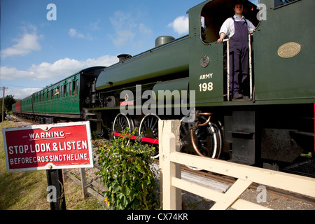 198, WD, Tank Engine, Royal Engineer, Steam Railway, Haven Street Wooton Station, Isle of Wight, England, UK, Stock Photo
