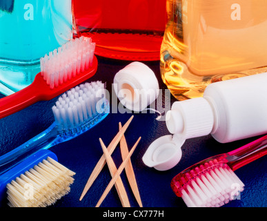 DENTAL HYGIENE ITEMS Stock Photo