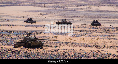 libyan tanks destroyed by Chad in Libya-Chad war 1980s Stock Photo