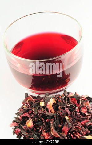 A Cup of Karkade Tea, Indian Sorrel Stock Photo