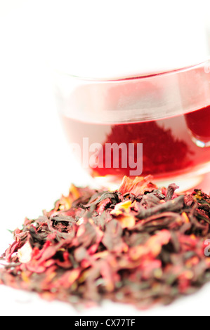 A Cup of Karkade Tea, Indian Sorrel Stock Photo