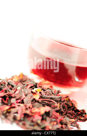 A Cup of Karkade Tea, Indian Sorrel Stock Photo