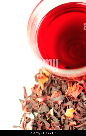 A Cup of Karkade Tea, Indian Sorrel Stock Photo