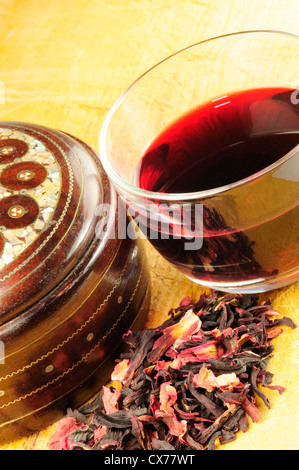 A Cup of Karkade Tea, Indian Sorrel Stock Photo