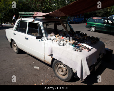 Communist memorabilia for sale in Tbilisi's Dry Bridge market Stock Photo