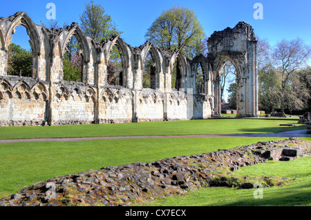 Ruins of St Mary's Abbey church, York, North Yorkshire, England, UK Stock Photo