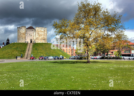 Clifford's Tower, York castle, York, North Yorkshire, England, UK Stock Photo