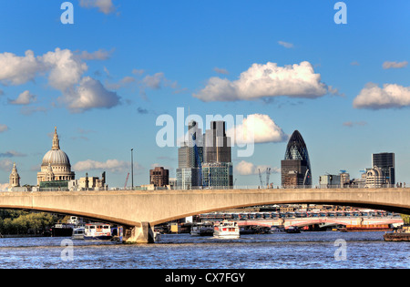 Waterloo Bridge, View of city from Thames, London, UK Stock Photo