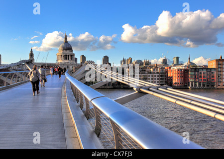 View of St. Paul's Cathedral from Millennium Bridge, London, UK Stock Photo