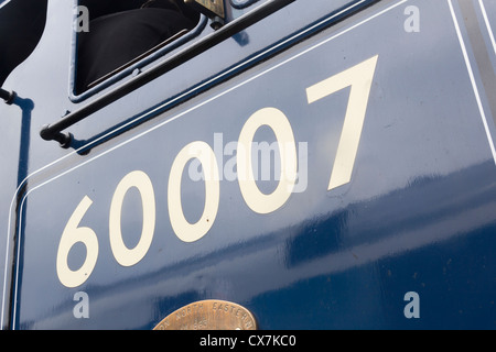 The cab side of A4 Pacific 60007 'Sir Nigel Gresley' on show at Railfest 2012 at the National Railway Museum in York. Stock Photo