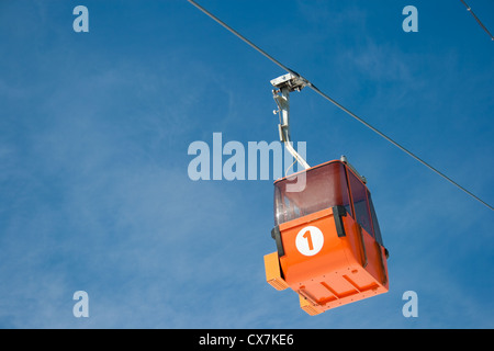 Ski lift cable way booth or car Stock Photo