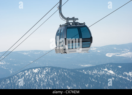 Ski lift cable booth or car Stock Photo