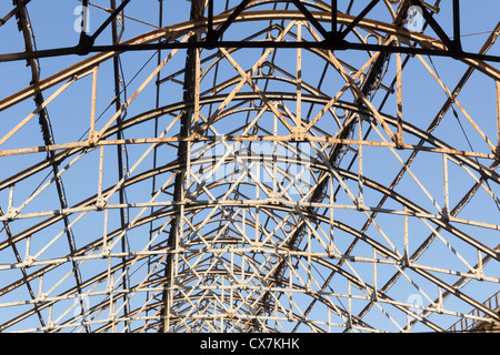 The skeletal structure of part of the overall roof canopy at Manchester Victoria railway station, covering the Bury platforms. Stock Photo