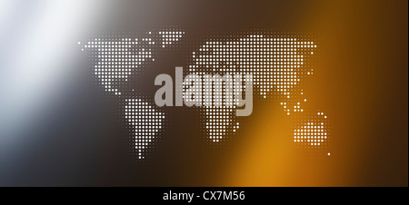 World map in dots against an abstract background Stock Photo