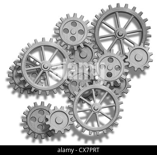 abstract clockwork gears isolated on white Stock Photo