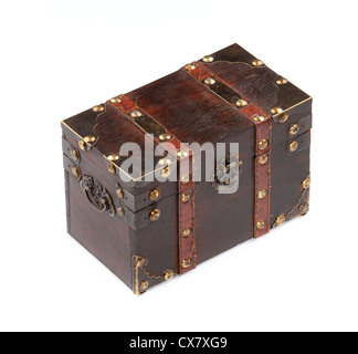 Vintage chest isolated on white Stock Photo