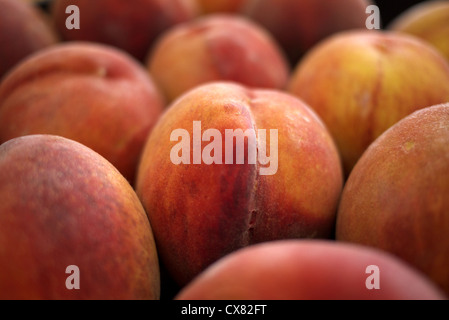 Peaches in a tray. Stock Photo